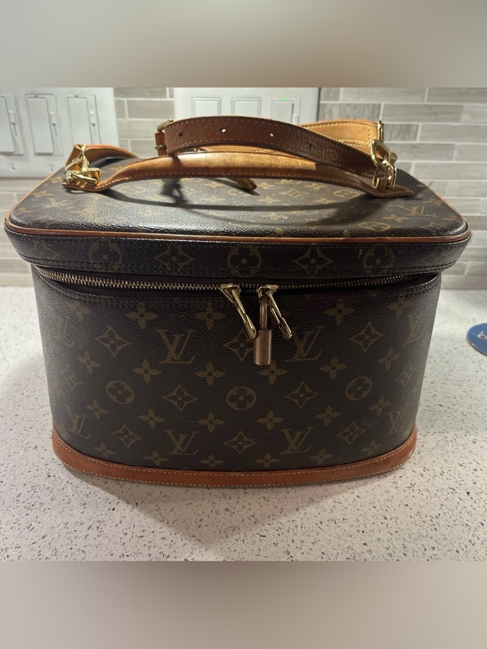 Louis Vuitton Monogram Canvas Train case/ Toiletry Case in Brown and Tan